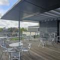 Photograph of the RCR terrace, with a view of Oxford in the distance