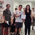 A student receiving an award