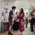 A student receiving an award
