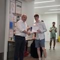 A student receiving an award