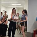 A student receiving an award