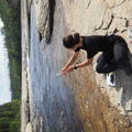 Sabina Sulikova, DPhil student, holding syringes for gas concentration sampling at Trout River in the Northwest Territories, June 2025  