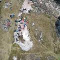 Arial photograph of students working on a headland, taken by a drone.