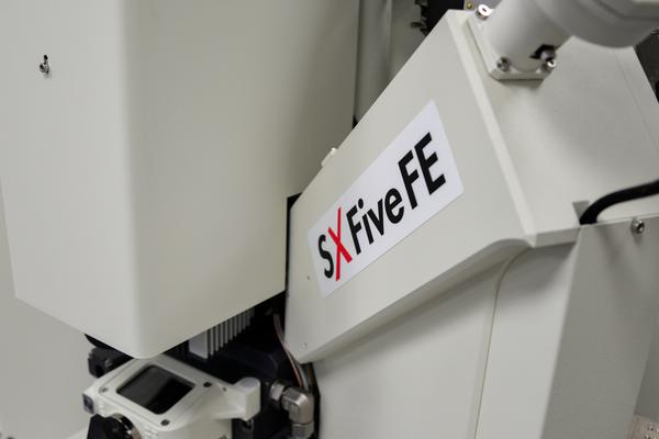 The image is focused on one of the five wavelength dispersive detectors of the CAMECA SX-5 FE in the E-Beam Suite in the Earth Sciences Department.