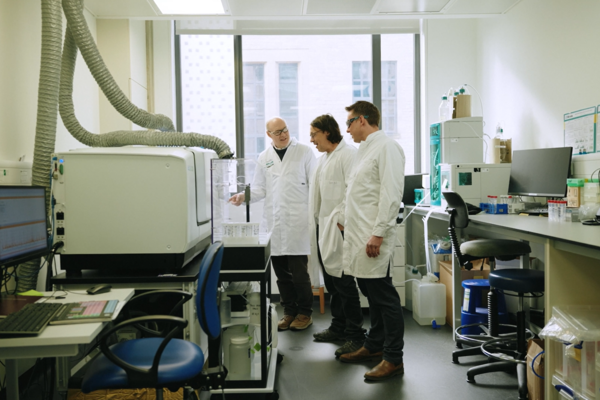 Jon Wade, Hal Drakesmith and Phil Holdship in the lab