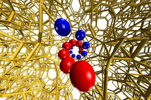 Atomic scale simulation of a screw dislocation in zeolite A.