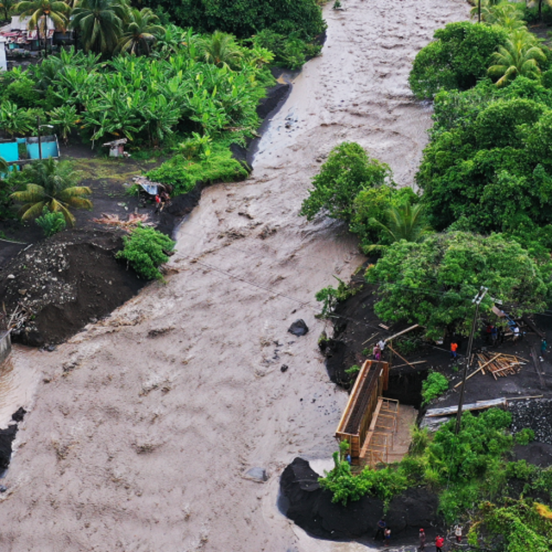 Photograph of an overland river mudflow