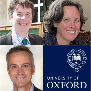 Headshots of Chris, Tamsin, and Gideon next to the dark blue Oxford University logo