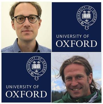 A headshot of Hauke in the top left and Tarje in the bottom right with the dark blue Oxford University logo.