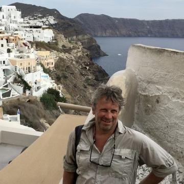 Photograph of Prof David Pyle on Santorini