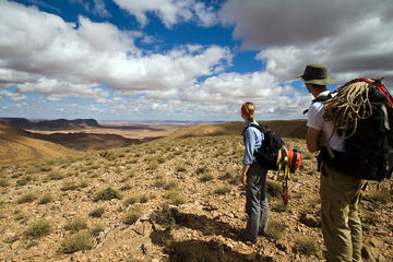 Morocco Fieldwork Researchers standing in the landscape of the South Atlas Mountains