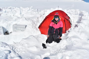 Fiona Suttle camping on the Antarctic Peninsula