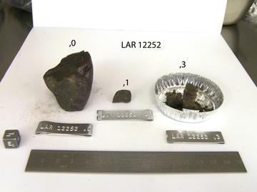 Lab photo of sample LAR 12252. Lab photo of sample LAR 12252. Credit: NASA.
