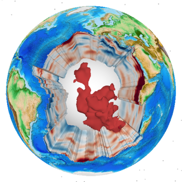 Visualisation of seismic model S40RTS showing the LLVP under Africa.