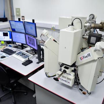 Image shows the entire CAMECA SX-5 FE system in the E-Beam Suite in the Earth Sciences Department